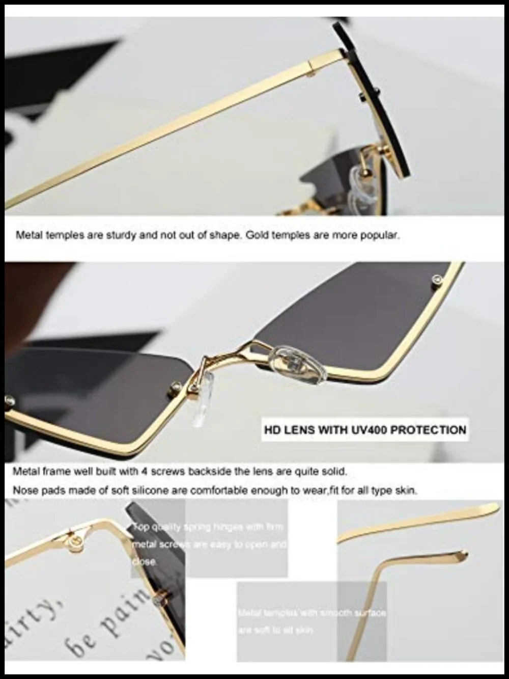 Futuristic Cateye Sunglasses UV400 Metal Frame Mirrored Lens